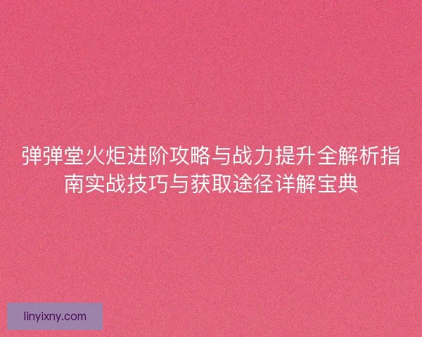 弹弹堂火炬进阶攻略与战力提升全解析指南实战技巧与获取途径详解宝典